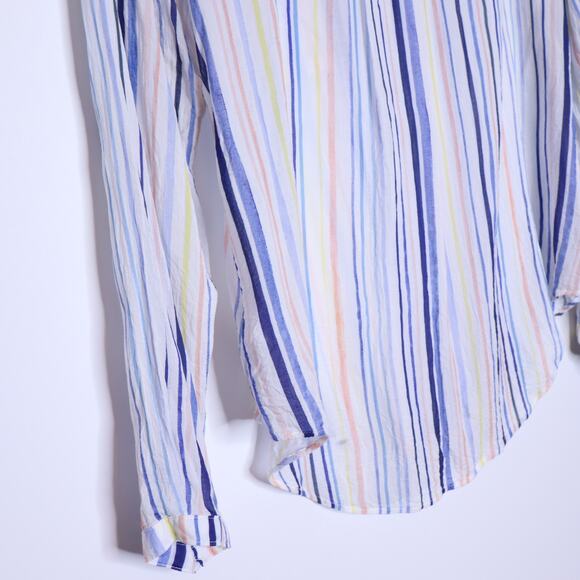 CLOTH & STONE Button Down Stripes Blouse Blue Lightweight Casual Women's M - Picture 10 of 14